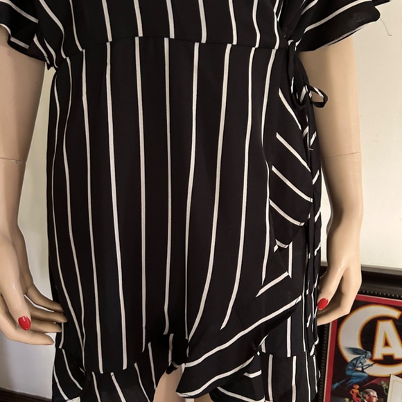 Die With Your Boots On - Davi & Dani Pinstripe Skort Romper - Picture 3 of 12
